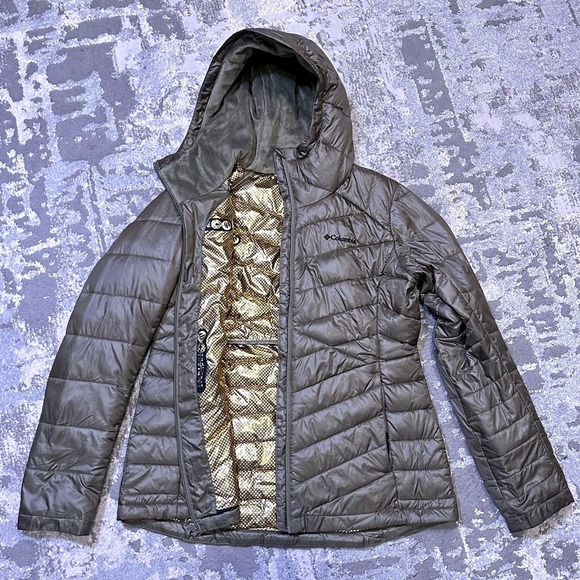Columbia Jacket Womens Large Green Hooded Quilted Puffer Full Zip Thermal Coat - Picture 2 of 10